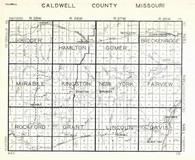 Caldwell County, Kidder, Hamilton, Gomer, Breckenridge, Mirable, Kingston, Bonanza, Rockford, Missouri State Atlas 1940c